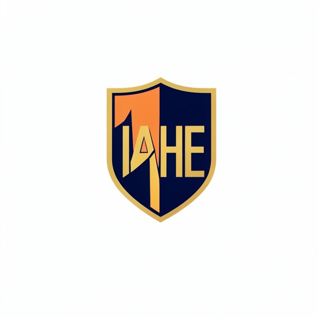 IAHE shield logo in navy and gold
